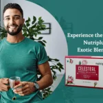 A young healthy man with Nutriplus Celesteal Exotic Blend Rose Tea in the frame