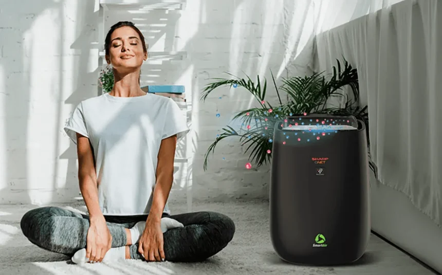 A young lady breathing fresh from SHARP Smart Air