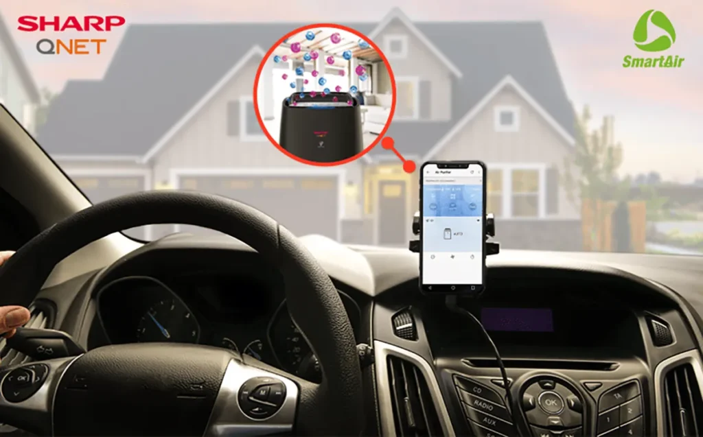 SHARP-QNET SmartAir air purifier with its IoT technology giving us access to control it from anywhere