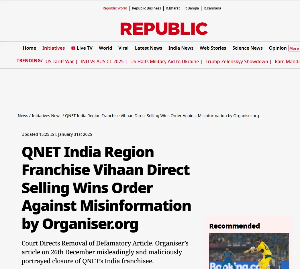 QNET India Republic News